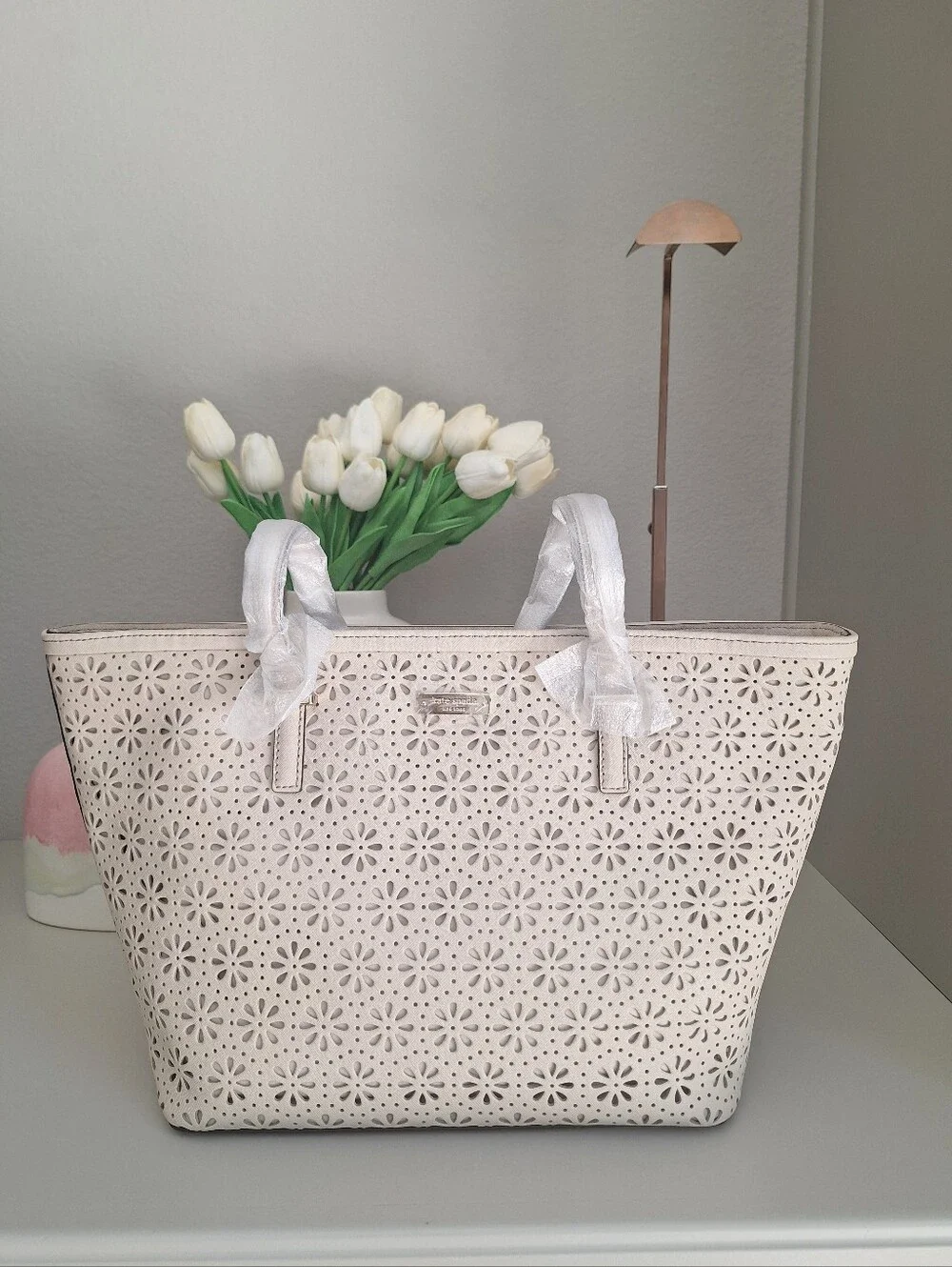 NWT Kate Spade cedar street Harmony perforated floral Tote Bag